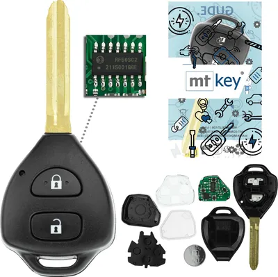 Produktbild von MT-KEY 2 Tasten Funk Schlüssel 434MHZ ID67 Fernbedienung kompatibel mit Toyota IQ Hilux N25 Auris I E150 Rav4 A3 Camry 433MHZ Autoschlüssel