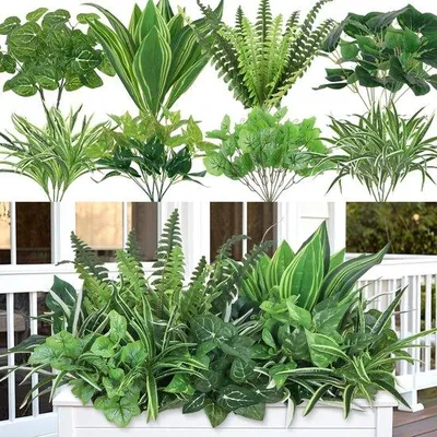 Obrázek produktu pro Umělé rostliny, 18 kusů, odolné proti UV záření, zelené, na balkon a do zahrady