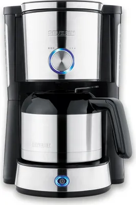 Produktbild von Filterkaffeemaschine Kaffemaschine Thermokanne SEVERIN KA 4845 8 Tassen 1000 W KA 4845 aus Edelstahl, gebürstetschwarzsilber Filterkaffeemaschine Kaffeemaschine Filterkaffee Kaffeezubereiter Filterkaffeemaschine Kaffeemaschine Mit Thermoskanne