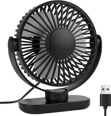 Obrázek produktu pro Mini USB ventilátor, přenosný odsávací ventilátor s 3 rychlostmi, 360° otočný mini ventilátor pro kancelář, ložnici a auto
