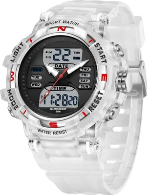 Produktbild von Armbanduhr Kinder Digitaluhr Damen Uhr 5ATM Wasserdicht Kinder Uhren für Jungs Mädchen mit Wecker Kalender Coutdown LED 12/24H Analog Digital Sportuhr