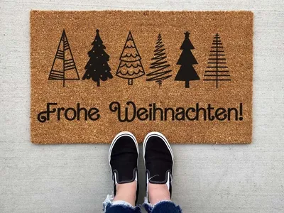 Produktbild von Weihnachts-Fußmatte - Frohe Weihnachten Türmatte | Lustige & Dekorative Fußmatte für Weihnachten | Antirutsch-Willkommensmatte für Haustür 60x40 cm