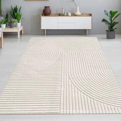 Produktbild von Moderner Teppich in Creme mit 3D Muster Größe - 200 x 290 cm