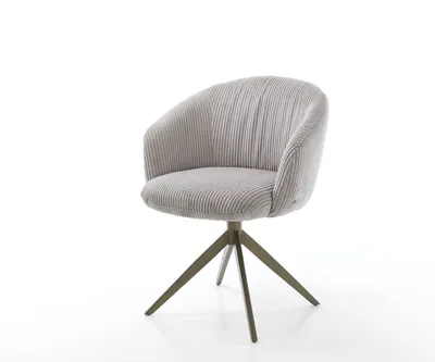 Produktbild von DELIFE Drehstuhl Caja-Flex mit Armlehnen Cord Silbergrau Kreuzgestell breit Effektfinish Titan 360° drehbar Taschenfederkern