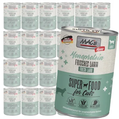 Produktbild von MAC's 24x400g Monoprotein Nassfutter für Katzen, Lamm
