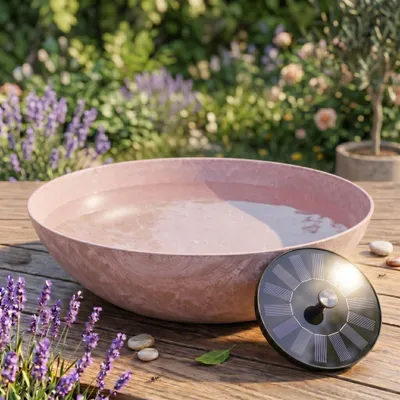 Produktbild von Solar LED Brunnen Set inkl. Akku - 45 cm Schale in rosa