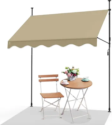 Produktbild von VOUNOT® Klemmmarkise mit Handkurbel, höhenverstellbar Balkonmarkise Markise Balkon, ohne Bohren, UV-beständig, Wasserdicht & Sonnenschutz, 300 cm breit, Beige