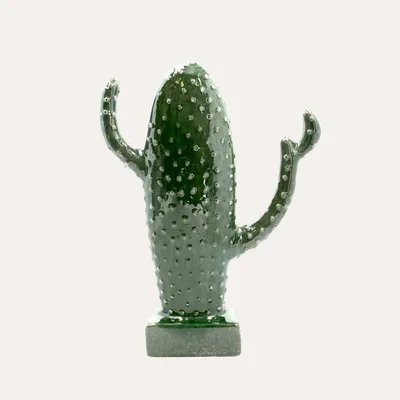 Immagine prodotto di KEYHOMESTORE | Cactus Decorativo in Vetroceramica Verde H.36x27x8,5 cm