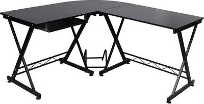 Obrázok produktu pre Kancelárska zostava Famanu, čierna, s úložným priestorom - 150 x 138 x 75 cm