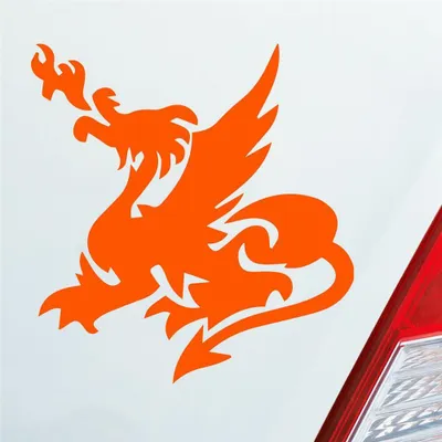 Produktbild von Auto Aufkleber Chinesischer Drache Dragon Fire 10x9,5 cm Orange Sticker Heckscheibenaufkleber