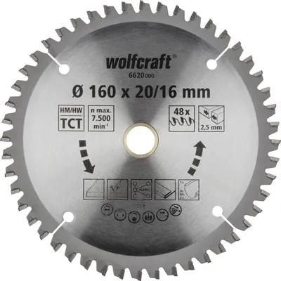Produktbild von Wolfcraft Kreissägeblatt 160 x 20 mm 48 Zähne Chrom Vanadium