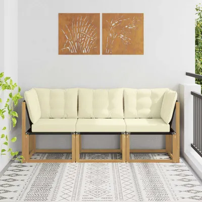 Produktbild von Möbel Outdoor Mittel- und Ecksofa mit Kissen 3 Stück WeißGartenstühle - Gartenstühle c8612