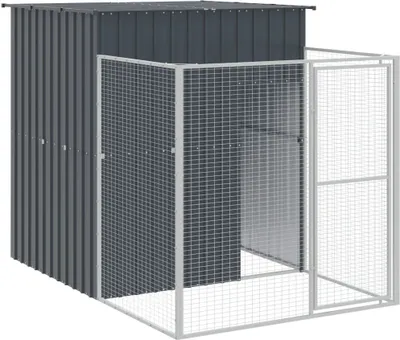 Obrázok produktu pre Búda pre psa s výbehom antracitová 165x251x181 cm pozink. oceľ