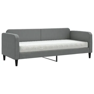 Image de vidaXL Lit de jour avec matelas gris foncé 80x200 cm Tissu