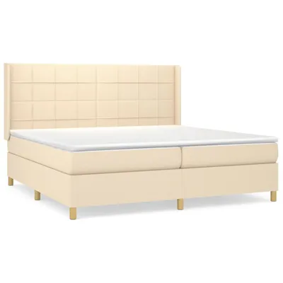 Produktbild von vidaXL Boxspringbett mit Matratze Creme 200x200 cm Stoff
