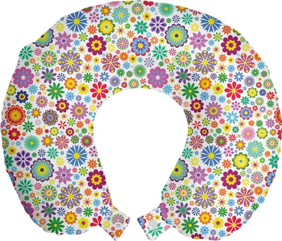 Produktbild von ABAKUHAUS Blumen Reisekissen Nackenkissen, Hippie Fröhlich, Schaumstoff Reiseartikel für Flugzeug und Auto, 30x30 cm, Mehrfarbig