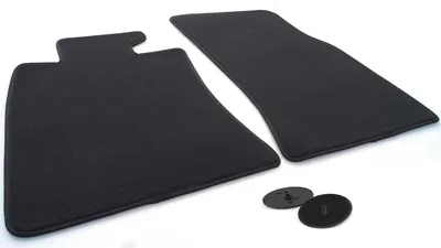 Produktbild von Fußmatten Mini Clubman R55 R56 alle Modelle (2006-2014) Velours Automatten 2-teilig Schwarz mit Original Klett Befestigung