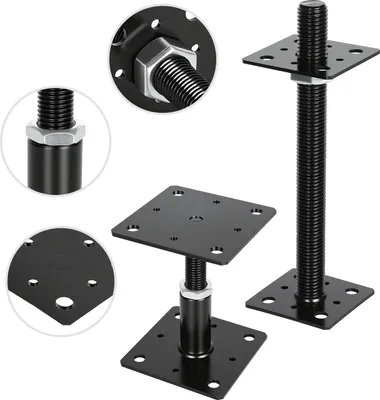 Produktbild von ISOISL 4er Set Pfostenträger höhenverstellbar 30–250 mm aus Stahl mit Schrauben Schwarz