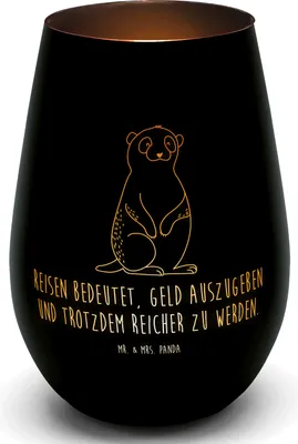 Produktbild von Mr. & Mrs. Panda Garten Windlicht Erdmännchen - Schwarz - Geschenk, Outdoor, Traveling, Spruch, Laterne, Roadtrip, Teelichthalter, Glas, Afrika, Kerzenhalter, Reisen