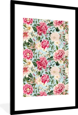 Produktbild von MuchoWow® MuchoWow® Gerahmtes Poster Blumen - Farben - Muster 60x90 cm - Poster mit zchwarzem Bilderrahmen - Dekoration - Wandposter Wohnzimmer - Hochwertig