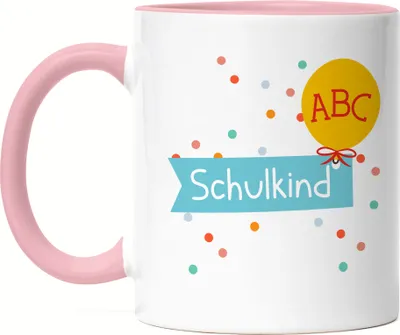 Produktbild von Schulkind Tasse Rosa Einschulungsgeschenk Luftballon Grundschule 1. Klasse