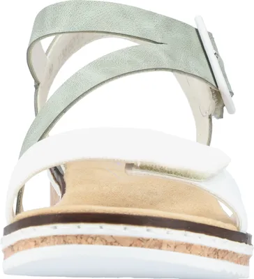 Produktbild von Rieker Damen Sandale Keilsandalette Klettverschluss V3660, Größe:38 EU, Farbe:Grün