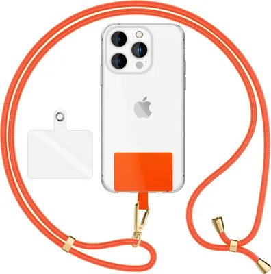 Produktbild von HoldMe Air Edition - Universal Lanyard mit 2 Pads & Karabinerhaken (gold) - 160cm Handyband zum Umhängen -  Orange