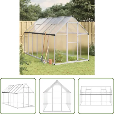 Produktbild von The Living Store Gewächshaus mit Fundamentrahmen Silber 334x169x195cm Aluminimum