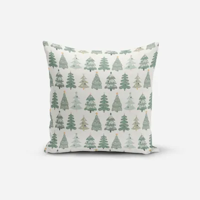 Produktbild von SCHÖNER LEBEN. Kissenhülle Merry Christmas Weihnachtsbäume ecru alt Größe 60x60cm (HxB) 60x60cm (HxB) Größe