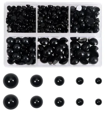 500 Puppenaugen, schwarz, gemischte Größen, Kunststoff