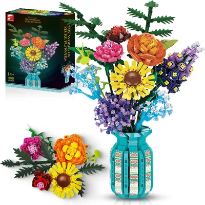 Produktbild von Blume Bausteine für Erwachsene, Bauspielzeug, Blumenstrauß Spielzeug Spielbausteine