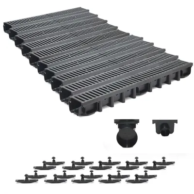 Produktbild von SPEEDPLANT Entwässerungsrinne C250 mit Gussrost, PKW- & LKW-befahrbar – 10 m Bodenrinne, 25 t Belastbarkeit, Tiefe 98 mm, inkl. Zubehör