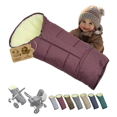Produktbild von BAMBINIWELT Winterfusssack in Mumienform für Kinderwagen, Jogger, Buggy oder Schlitten, aus Wolle, Größe anpassbar, MUMIE MELIERT BORDEAUX