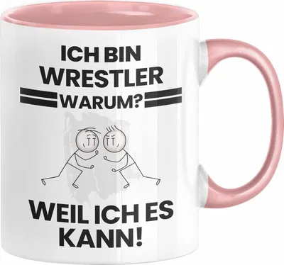 Produktbild von Wrestler Geschenk Tasse Lustiger Spruch Ich Bin Wrestler Warum Weil Ich Es Kann Geschenkidee Bester Wrestler Geburtstag Kaffee-Becher (Rosa)