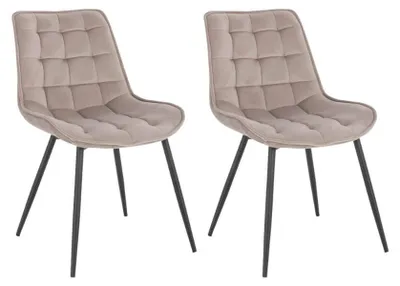 Produktbild von HOME DELUXE - Polsterstuhl IKALO 2er Set - Farbe: Hellbraun - weiche Polsterung, bis 120 kg belastbar I Küchenstuhl Speisestühle Esszimmerstühle