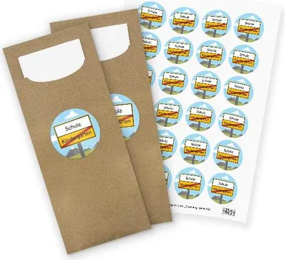 Produktbild von itenga 24x Bestecktaschen + Stickerbogen Einschulung (Motiv 169)
