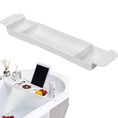 Produktbild von STILVORA Badewannenablage, Multifunktionales Badewannen-Tablett, Bad-Organizer, Ablage, Badezimmer, Duschablage, Spa, verstellbar & praktisch, Weiß