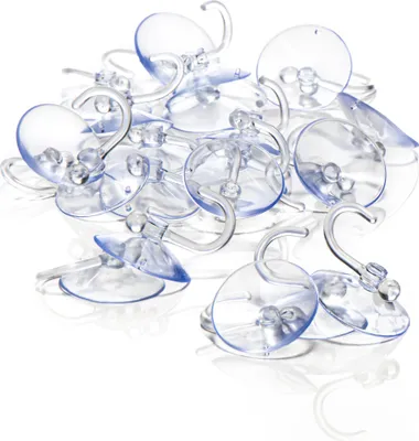 Produktbild von com-four® 20x Saugnapfhalter mit Kunststoffhaken - Mehrzweck-Haken für Lichterketten und andere Dekoration - Wandhaken