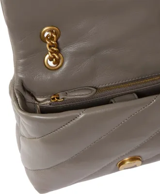 Produktbild von PINKO Leder Umhängetasche Schultertasche Love Puff Mini CL Sheep Nappa Grigio Asfalto - Antique Gold taupe