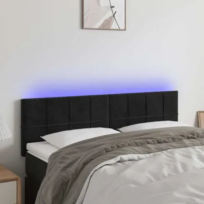 Produktbild von vidaXL LED Kopfteil Schwarz 144x5x78/88 cm Samt - LED Kopfteil - LED Kopfteile - Kopfteil - Bett-Kopfteil