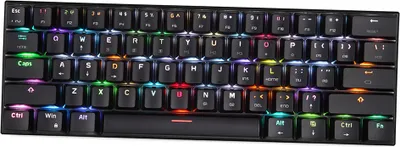 Produktbild von Motospeed CK62 mechanische Tastatur mit 61 Tasten, Dual-Modus (USB/BT3.0) | 19 RGB-Lichteffekte | OUTEMU blauer Schalter, schwarz