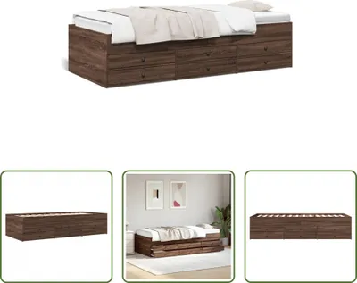 Produktbild von The Living Store Tagesbett Schubladen Braun Eiche-Optik 75x190 cm Holzwerkstoff