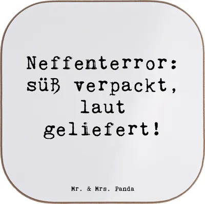 Produktbild von Mr. & Mrs. Panda Personalisierter Untersetzer Neffe Chaos - Weiß - Geschenk, Bierdeckel Personalisiert, Geburtstage, PErsonalisierte, Herz, Familienmitglieder, Jubiläen