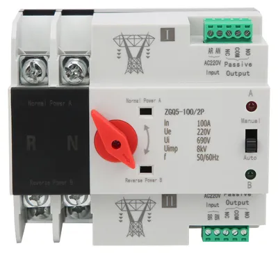 Image de Commutateur de transfert automatique à double alimentation, contrôleur bidirectionnel sans coupure ZGQ5-100/2P 220 V