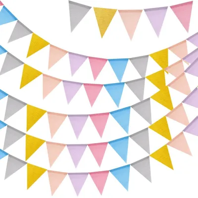 Produktbild von Wimpelkette Pastellfarben 5 Stück 20m Wetterfest Indoor/Outdoor 36 Wimpel