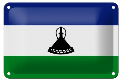 Produktbild von Blechschild Flagge Lesothos 18x12cm Flag of Lesotho Dekoration