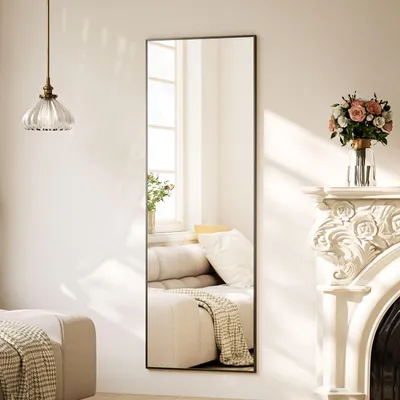 Image de Miroir de pleine longueur, 40 x 150 cm, noir, miroir sur pied, pour chambre à coucher