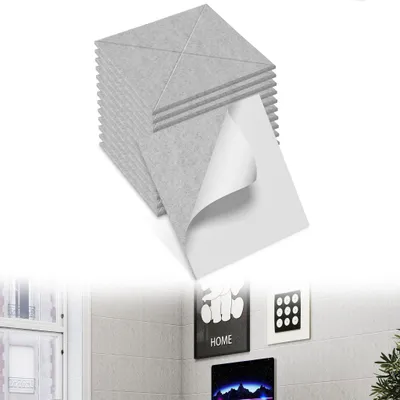 Produktbild von UISEBRT 12x Akustikplatten 30x30cm X-Muster Hellgrau, Schallschutz Wandpaneele, Hochdichte Schalldämmung, Schallabsorber für Heimkino Studio Büro