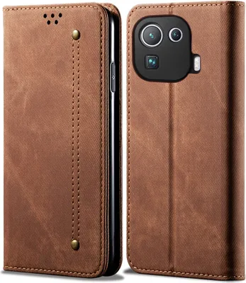 Obrázek produktu pro Xiaomi Mi 11 Pro Pouzdro, Kožené Peněženkové Pouzdro s Magnetickým Uzavíráním a Stojánkem pro Xiaomi Mi 11 Pro Hnědý