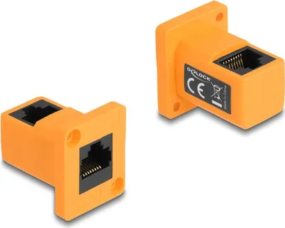 Produktbild von DELOCK D-Typ Modul RJ45 Buchse zu Buchse 90°gewinkelt orange